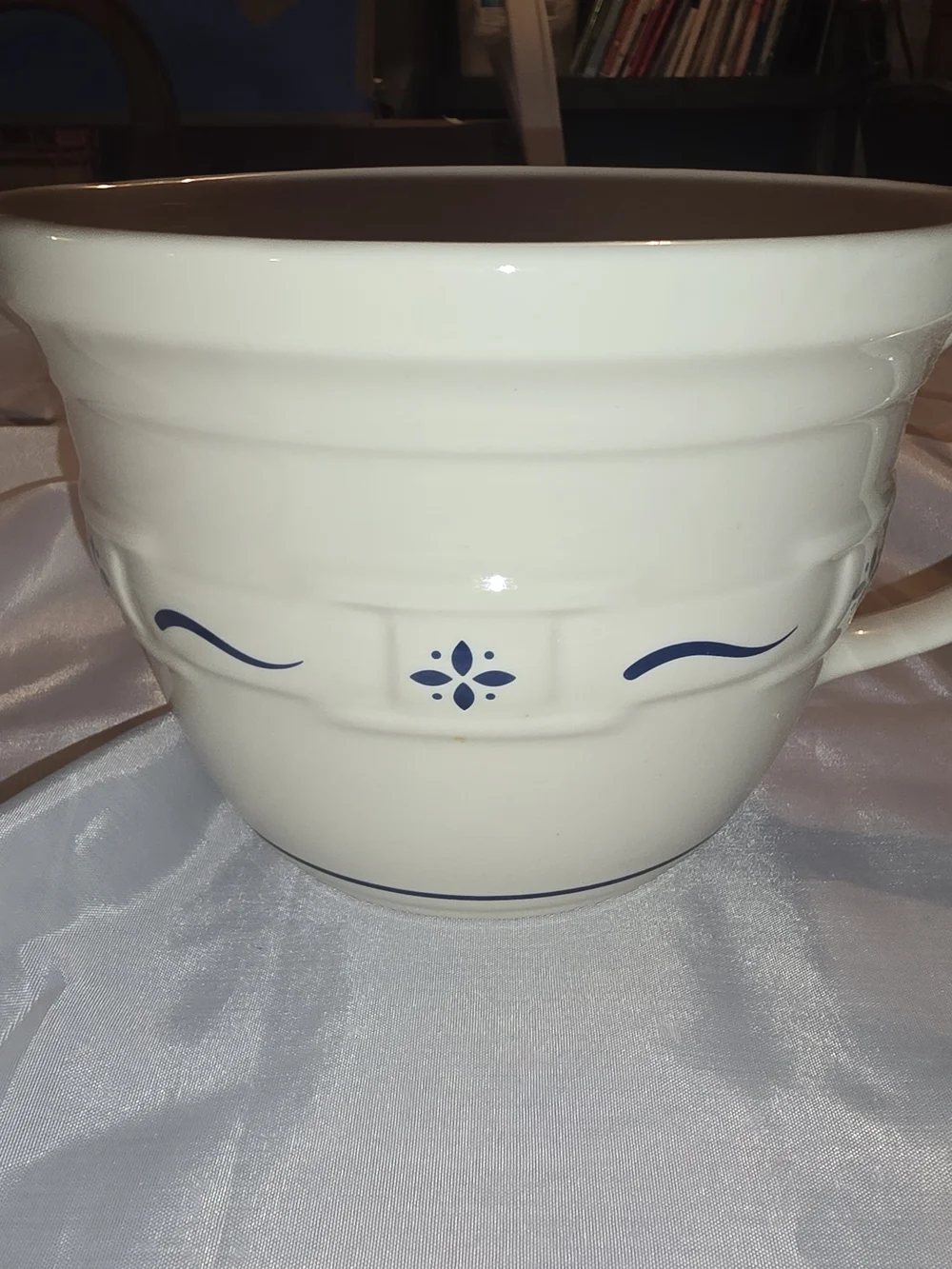 Longaberger White Ceramic Bowl with Blue Logo